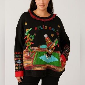 Holiday Time “Feliz Navidad” Ugly Christmas Sweater Women’s 1X (16W–18W)